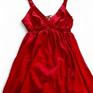 Metro Red Satin Spaghetti-Strap Party Dress